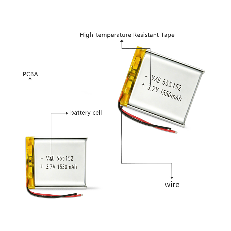 3.7 V Li-ion Battery 555152-1550mah